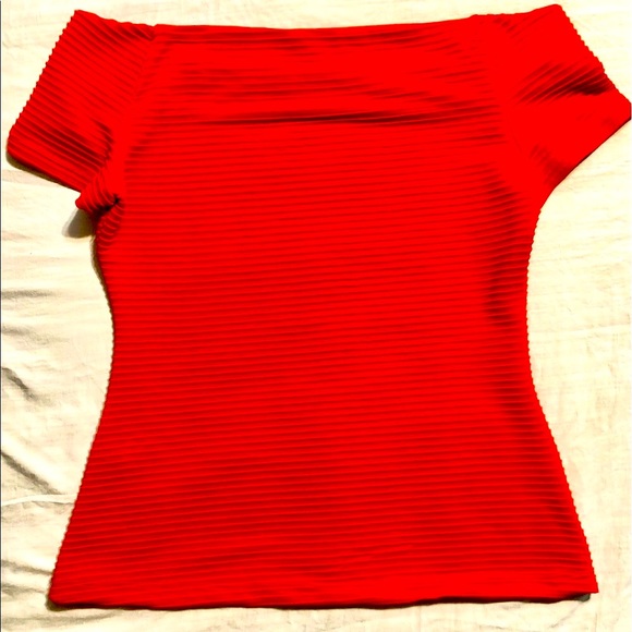 NY&CO 7TH AVENUE design studio tangerine/orange red ribbed summer top sizeM EUC - Picture 3 of 6